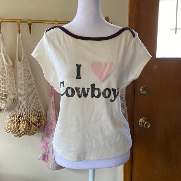 Grayson Threads Tops - Cowboy Graphic Ribbed White Crop Top XL New Western Festival Rodeo Cowgirl Funny